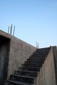 Europe, Greece, Corfu, unfinished building, exterior stair, Europe, Greece, Corfu, unfinished building, exterior stair,